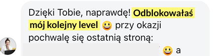 Wiadomość na Slacku: odblokowałaś mój kolejny level